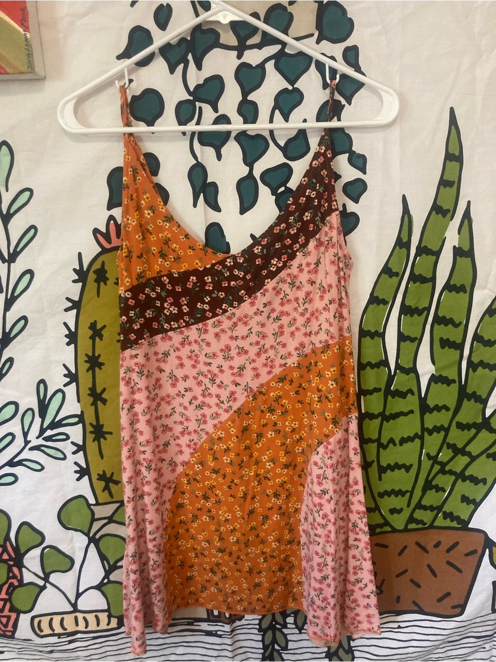 Cider Floral Patchwork Mini Dress — Pink, Mustard, Brown
